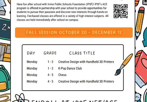 ACE Class Signs Ups Start Sept 18