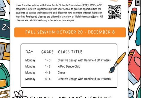 ACE Class Signs Ups Start Sept 18